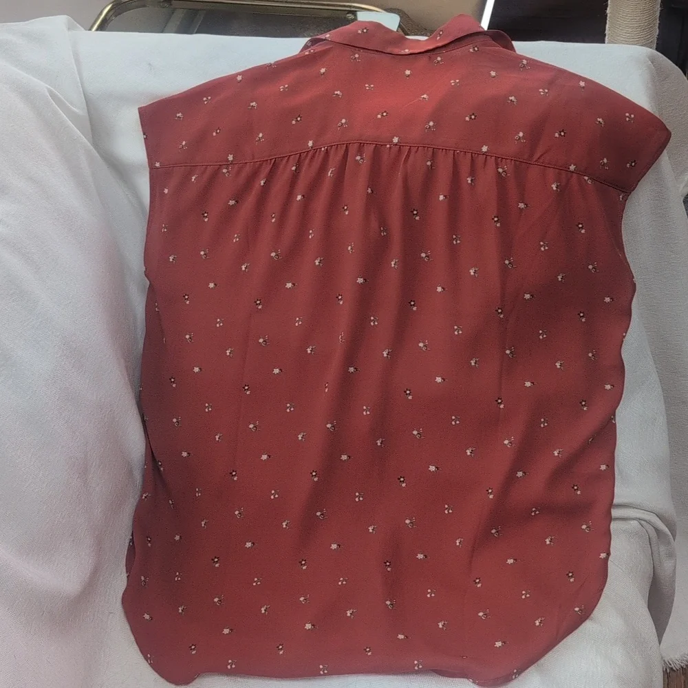 Loft Sleeveless Orange Button Down Blouse - Picture 3 of 4